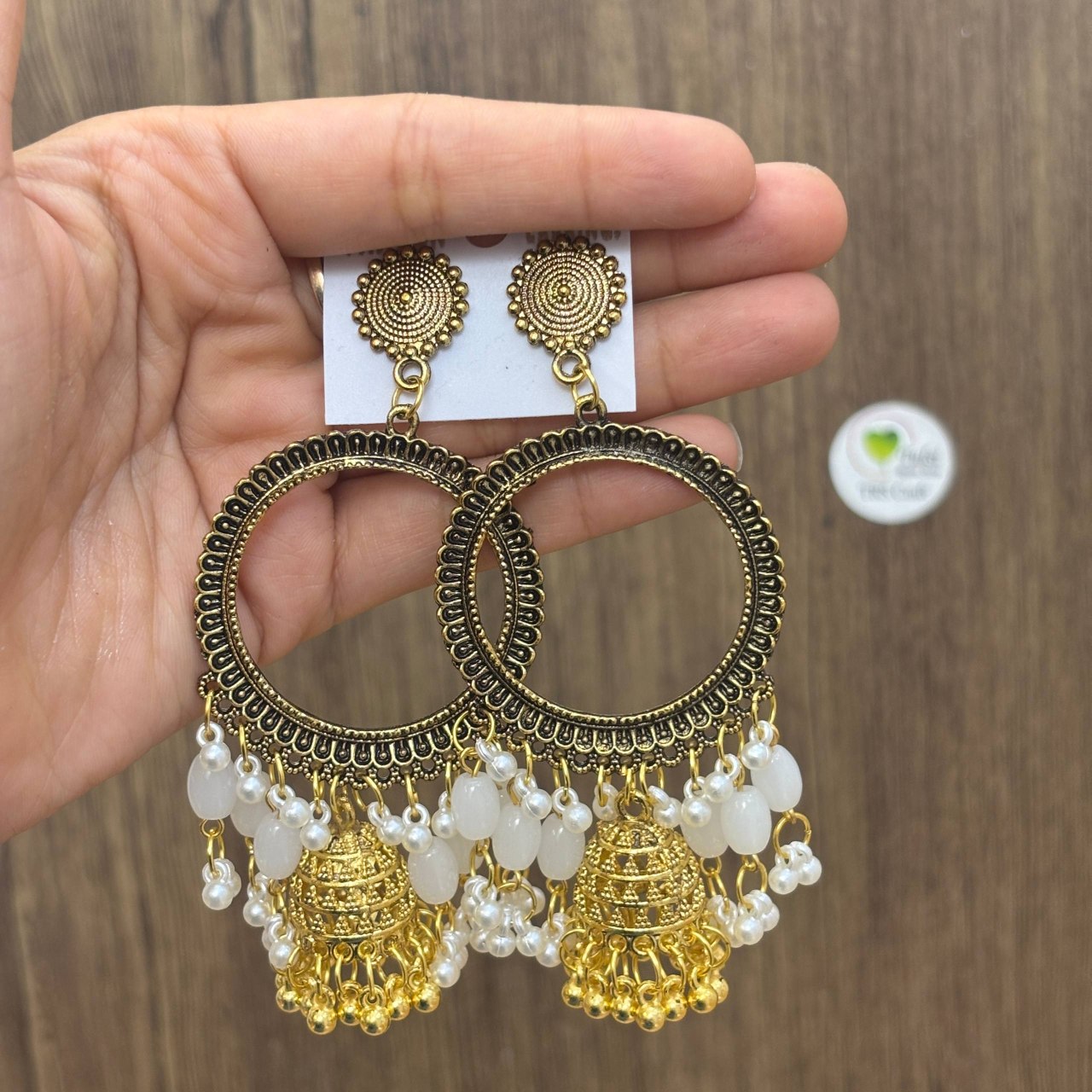 Earring Bazel / Jhumka - (K) Gold White Tulsi Resin Store