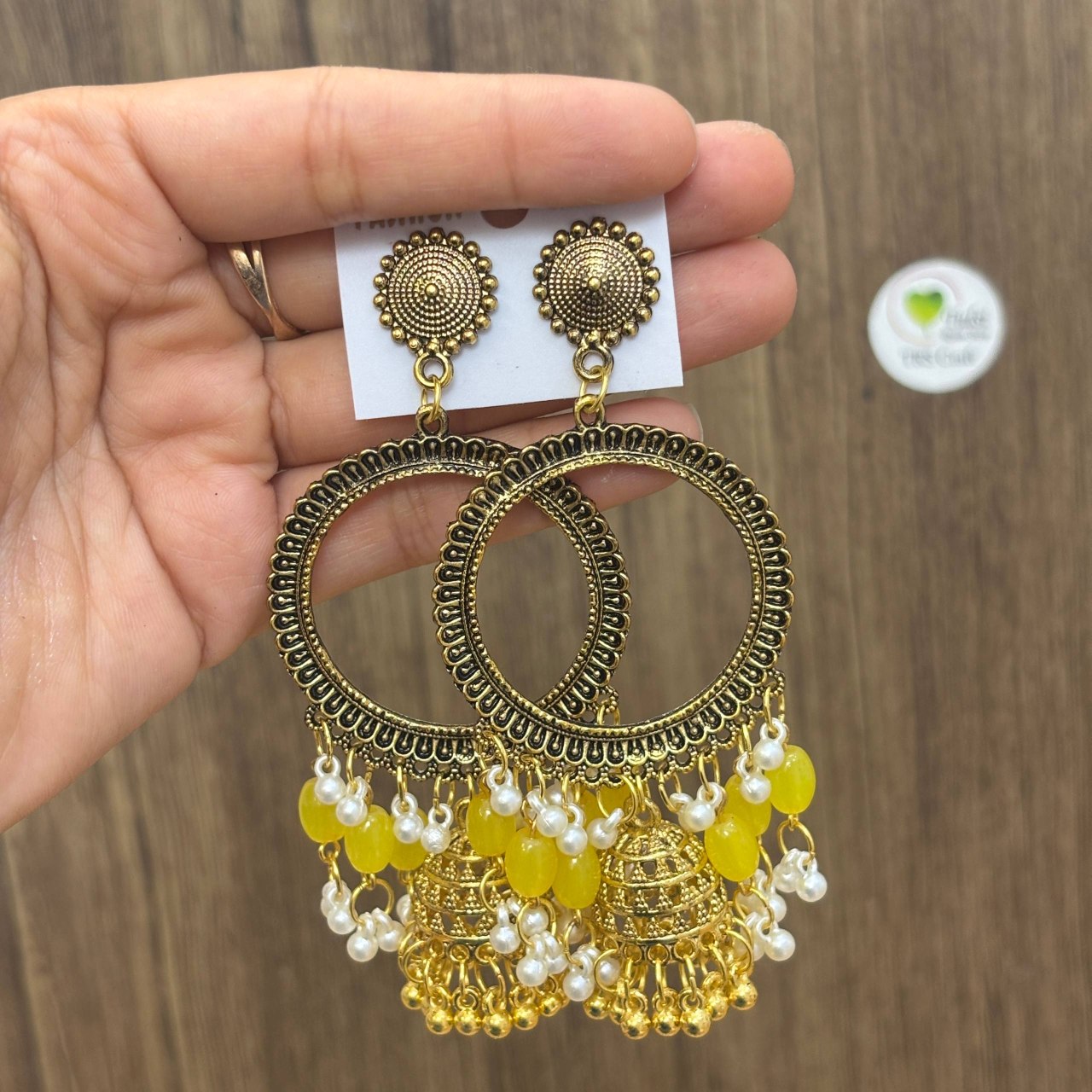 Earring Bazel / Jhumka - (K) Gold Yellow Tulsi Resin Store