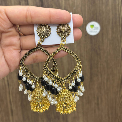 Earring Bazel / Jhumka - (L) Gold Black Tulsi Resin Store