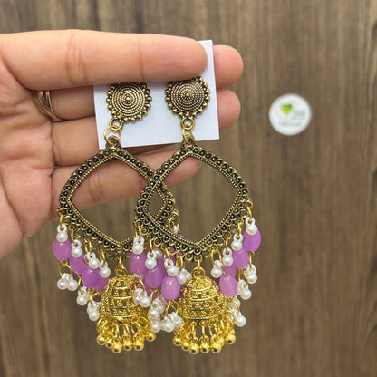 Earring Bazel / Jhumka - (L) Gold Lilac Tulsi Resin Store