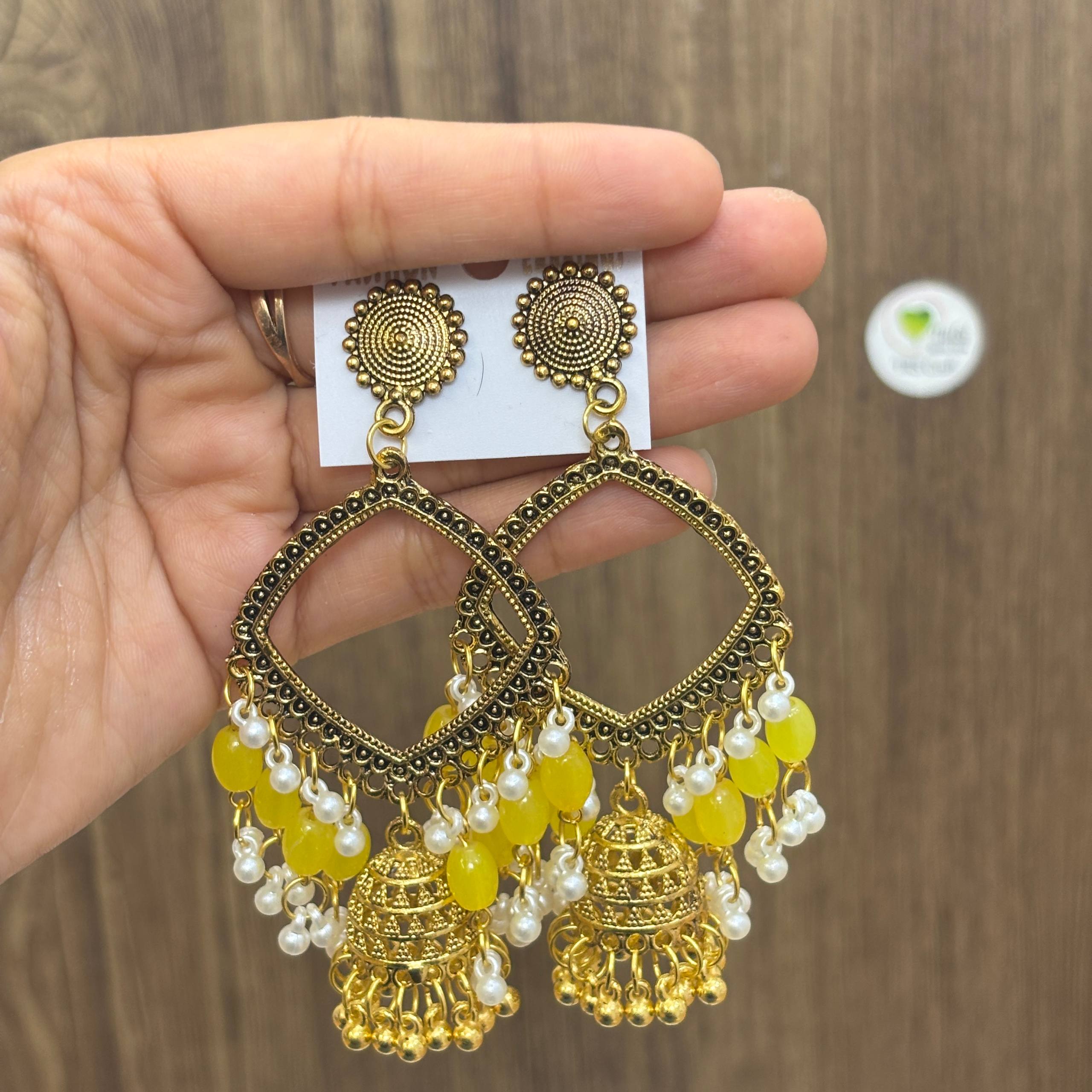 Earring Bazel / Jhumka - (L) Gold Yellow Tulsi Resin Store