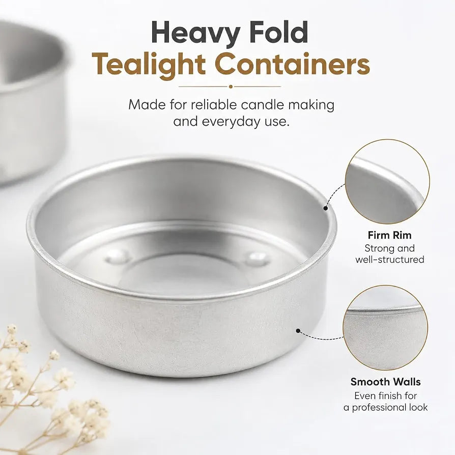 Aluminium T-light Cups - Folded Edges (20 Pieces)