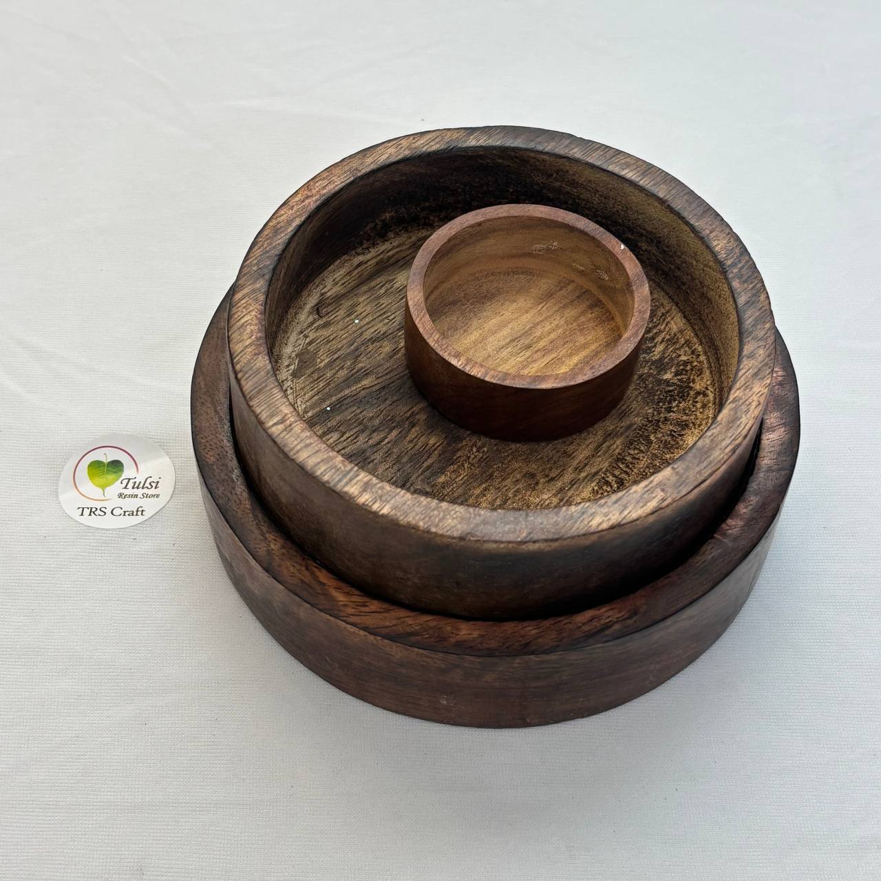 Wooden Candle Bowl - Plain Round