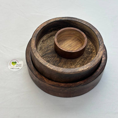 Wooden Candle Bowl - Plain Round