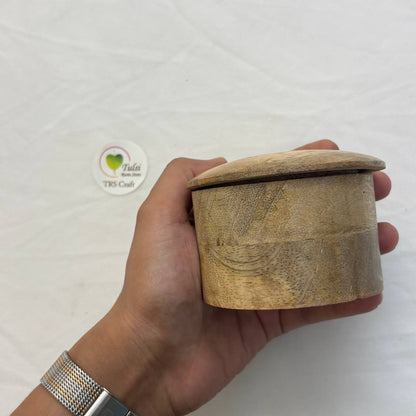 Wooden Candle Bowl - Round With Top Lid