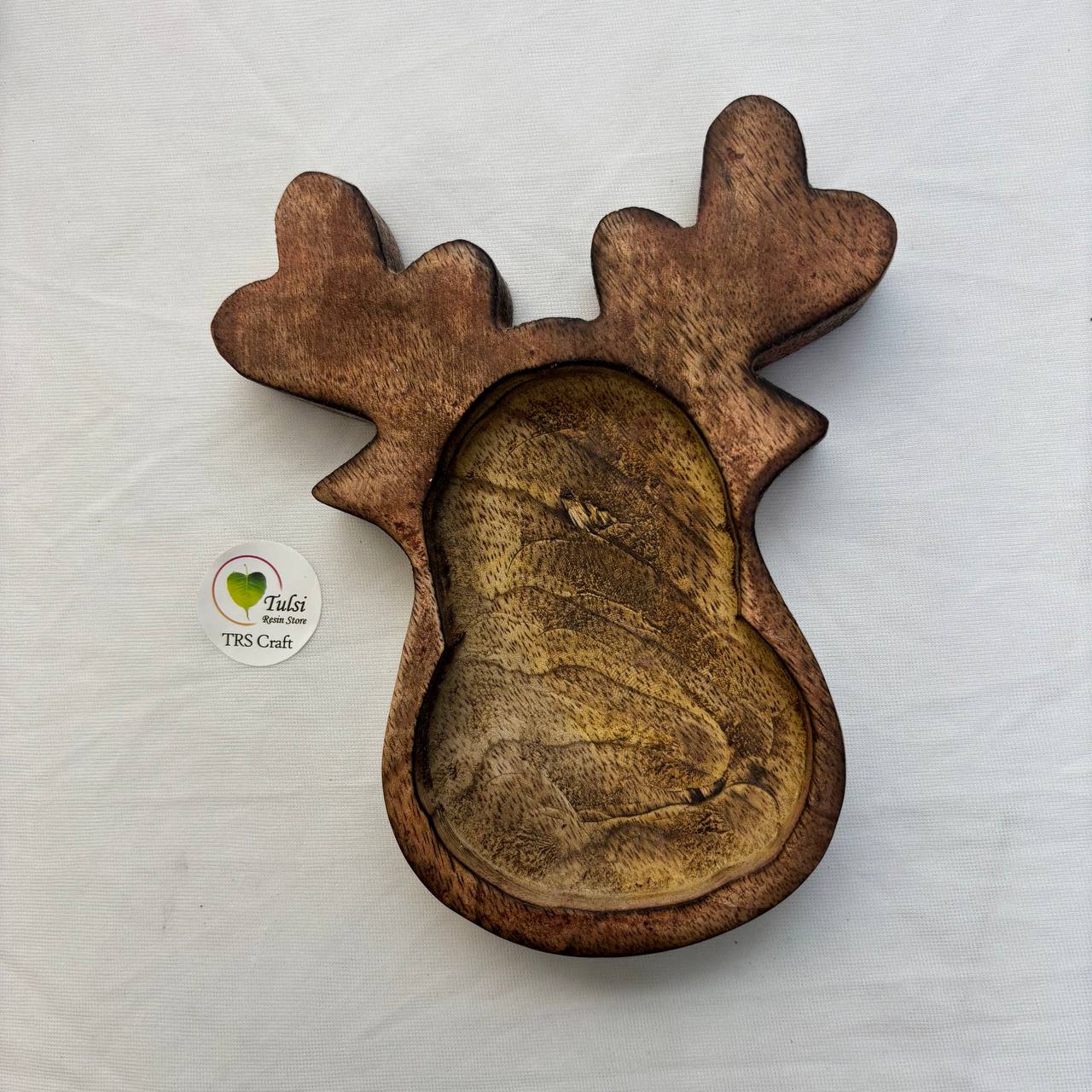 Wooden Candle Bowl - Christmas Reindeer