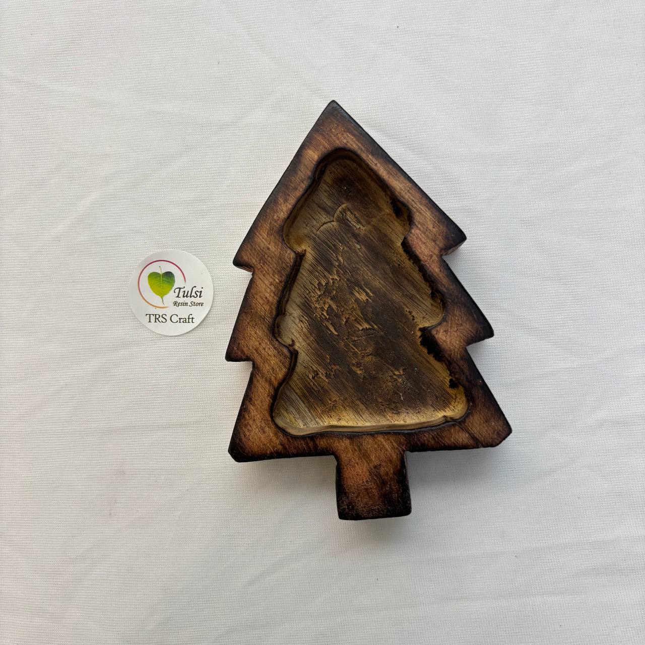 Wooden Candle Bowl - Christmas Tree