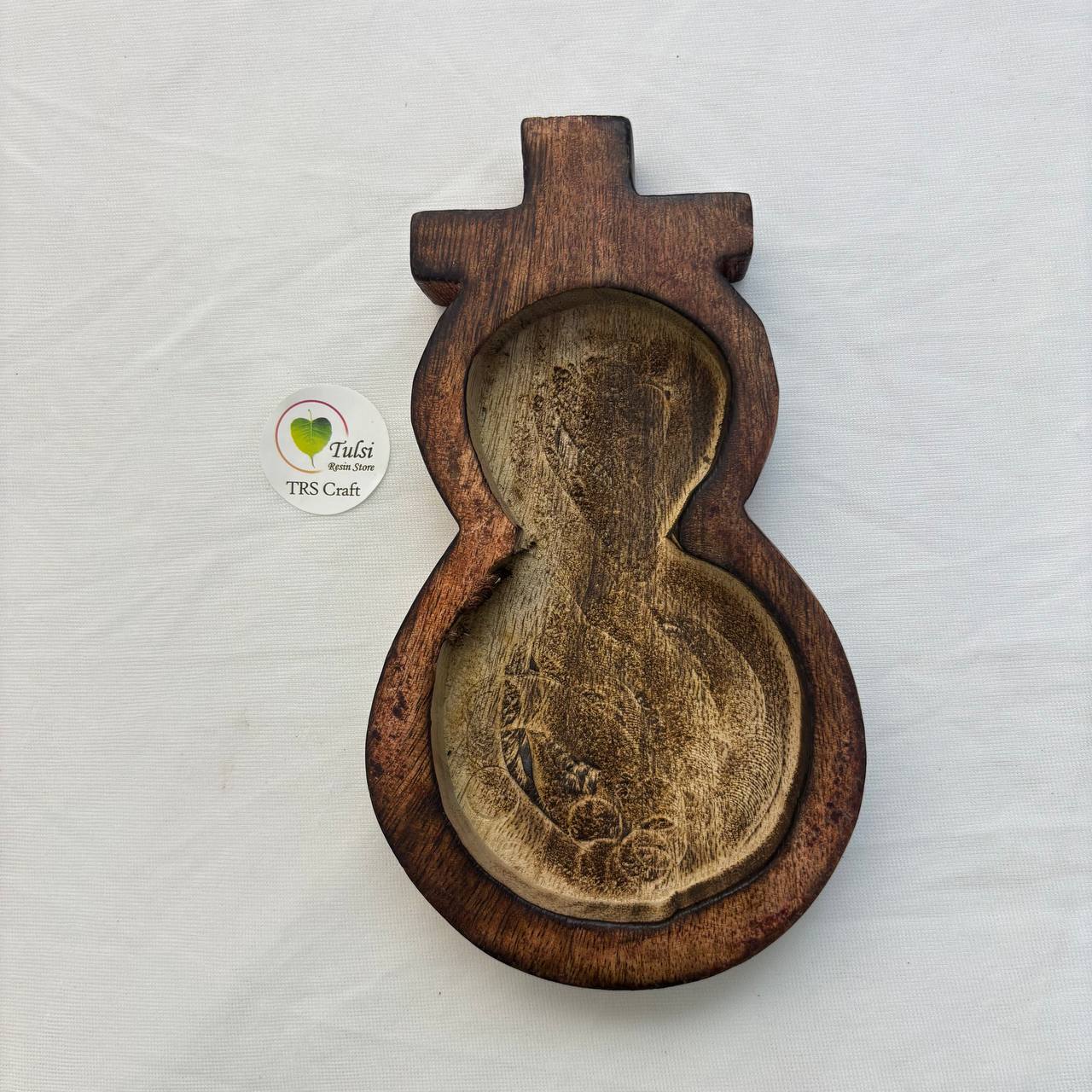 Wooden Candle Bowl - Christmas Snowman