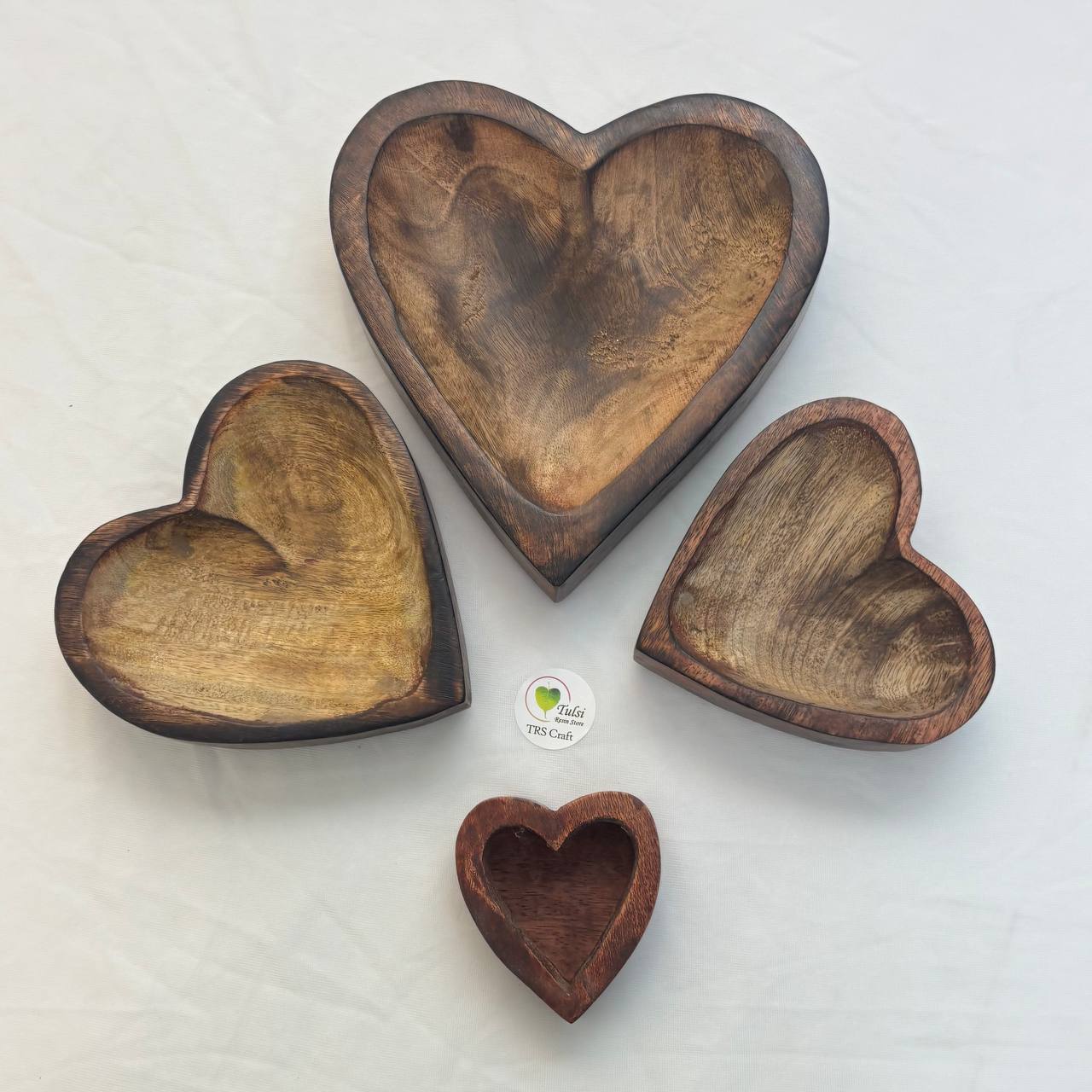 Wooden Candle Bowl - Heart