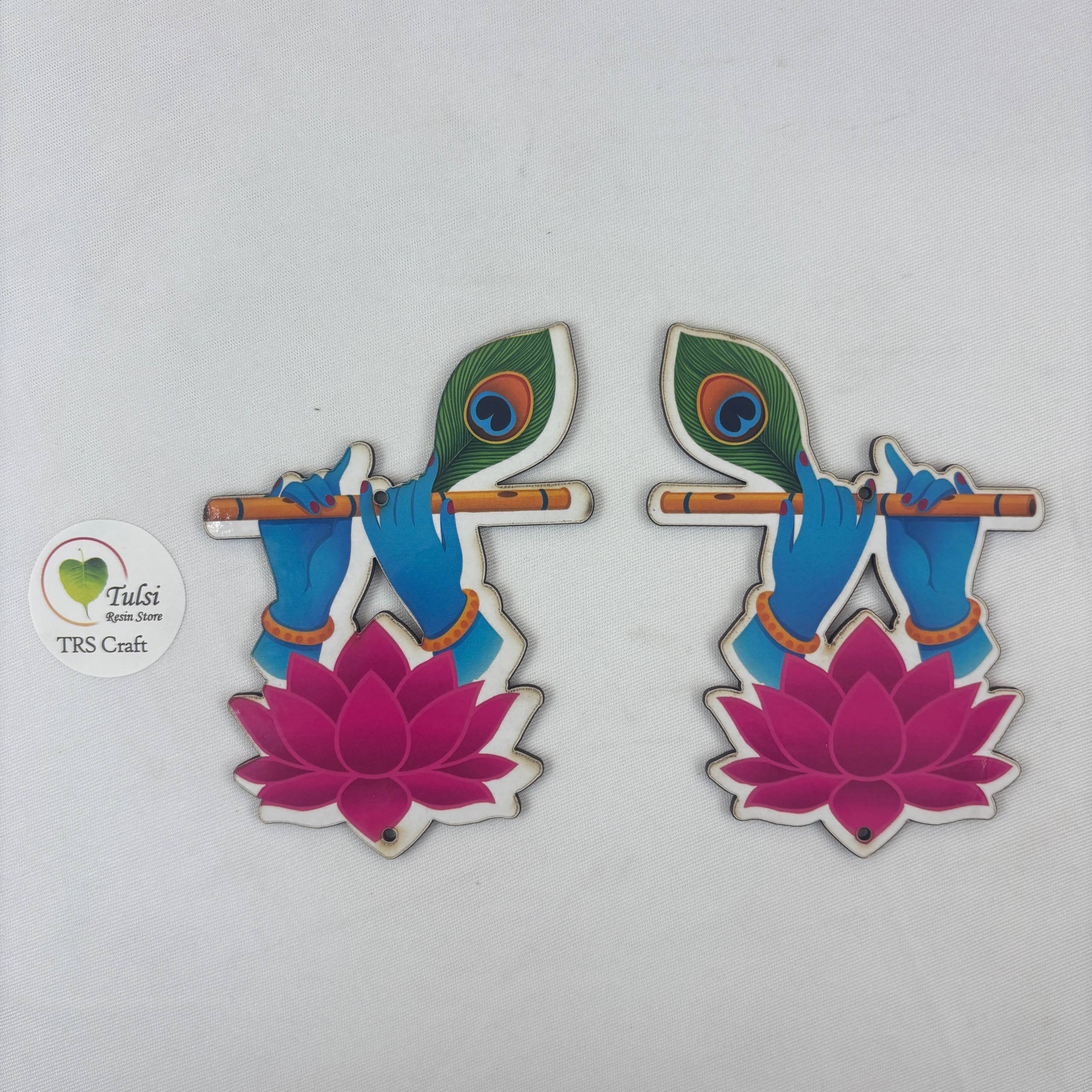 MDF Printed Murli With Lotus Cutout