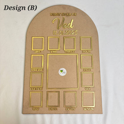 Custom Acrylic - One Year Baby Frame - 12" by 18" Design (B) MDF Base - Tulsi Resin Store