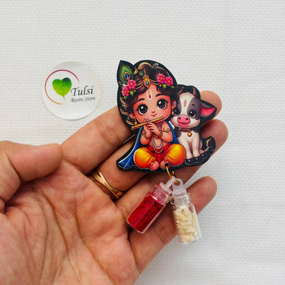 Kumkum Chawal Set with MDF (A) - Krishna - - Tulsi Resin Store