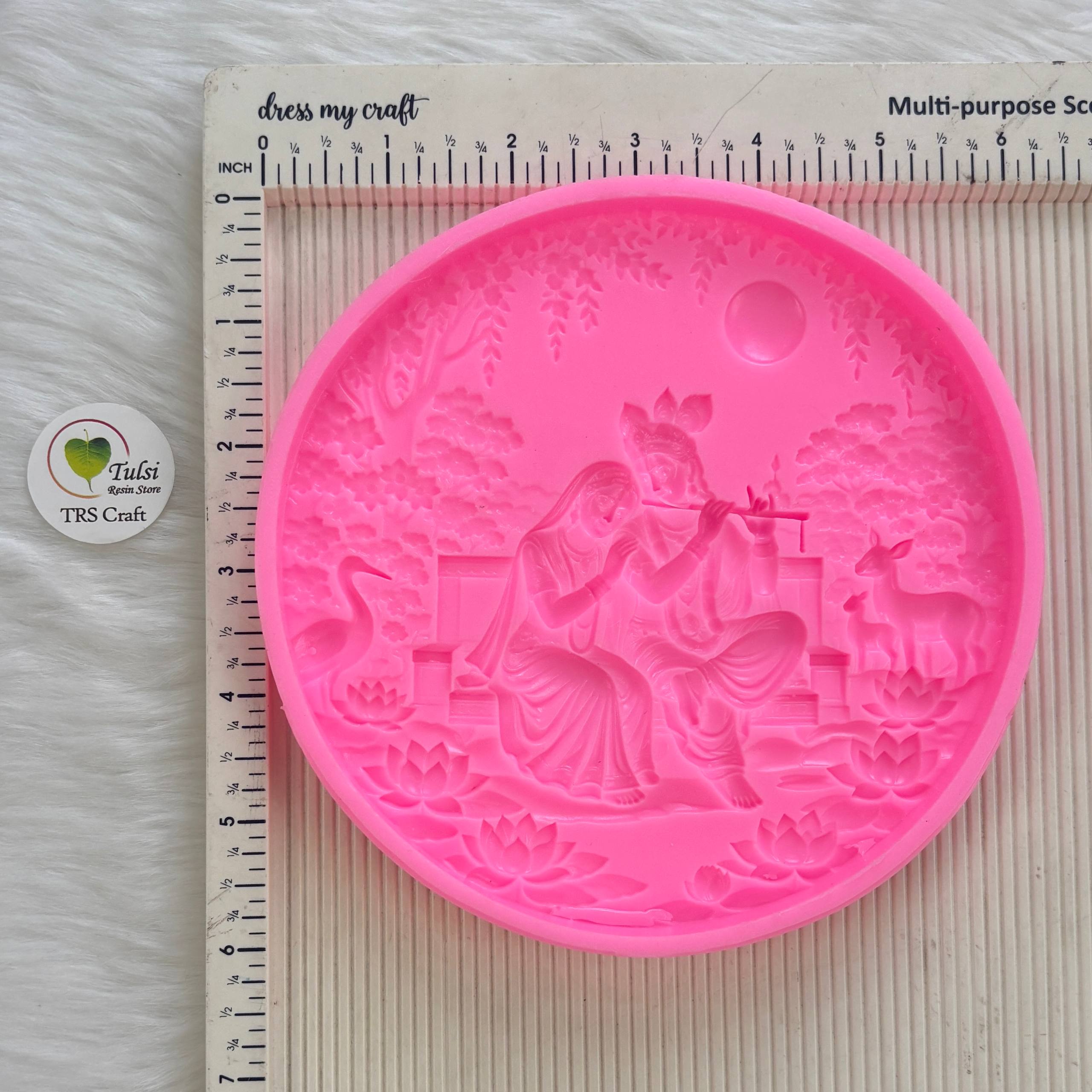 Round Plaque Mould (A) - Radha Krishna