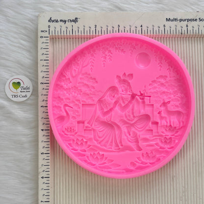 Round Plaque Mould (A) - Radha Krishna