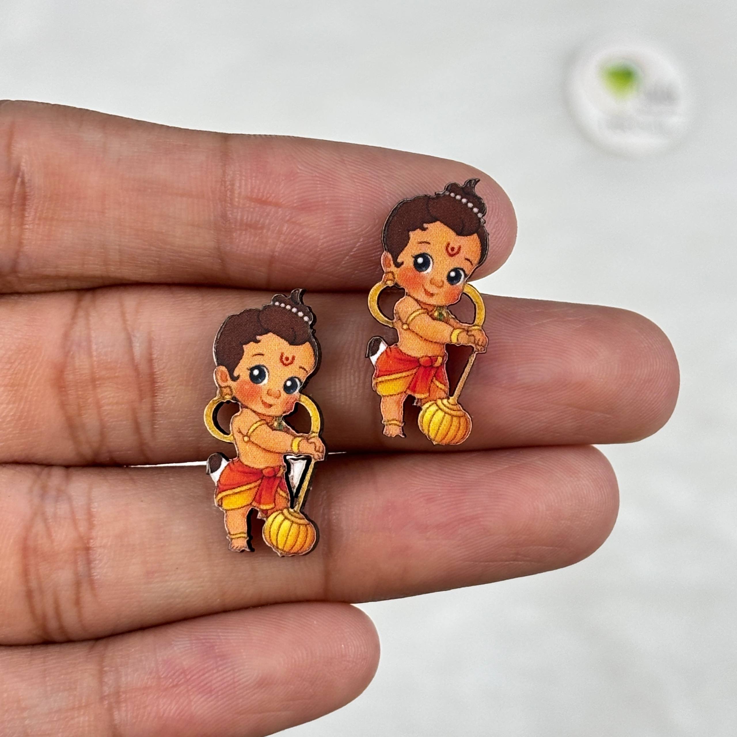 MDF Printed Rakhi Charm (H) - Hanuman Ji With Gada