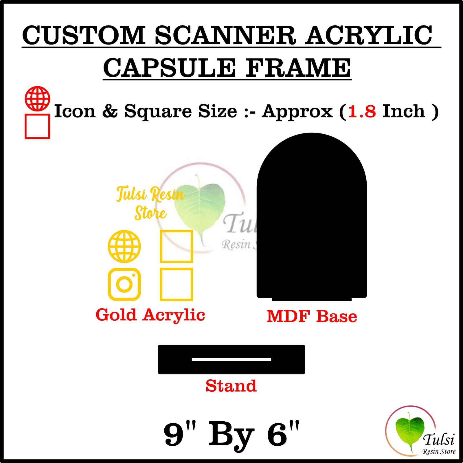 Custom Scanner Frame with Cutouts Set - 6" by 9" Arch - Tulsi Resin Store