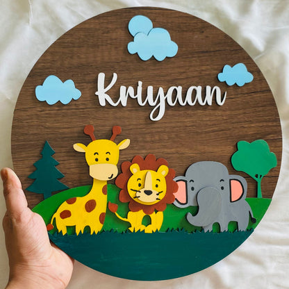 Customize MDF Kids Nameplate - Animal Theme