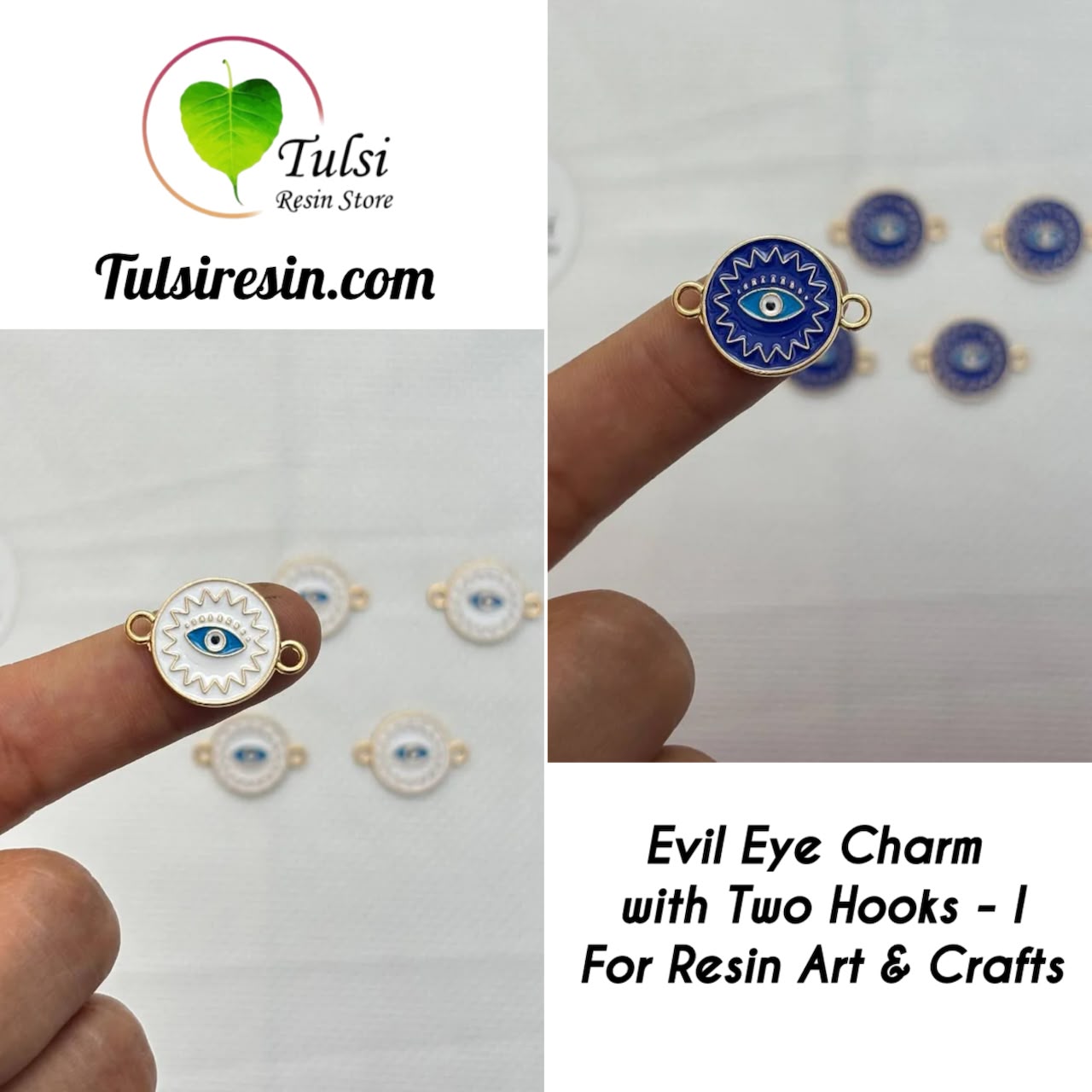 Evil Eye Charm With Two Hooks - I Tulsi Resin Store