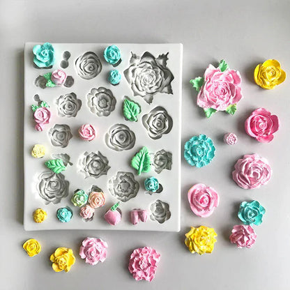 Pink Rose Mould (I) - 32 Cavity