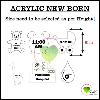 Custom Acrylic- New Born Details - 6 Details - Tulsi Resin Store