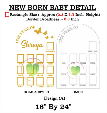 Custom Acrylic - One Year Baby Frame - 16" by 24" Design (A) - Tulsi Resin Store