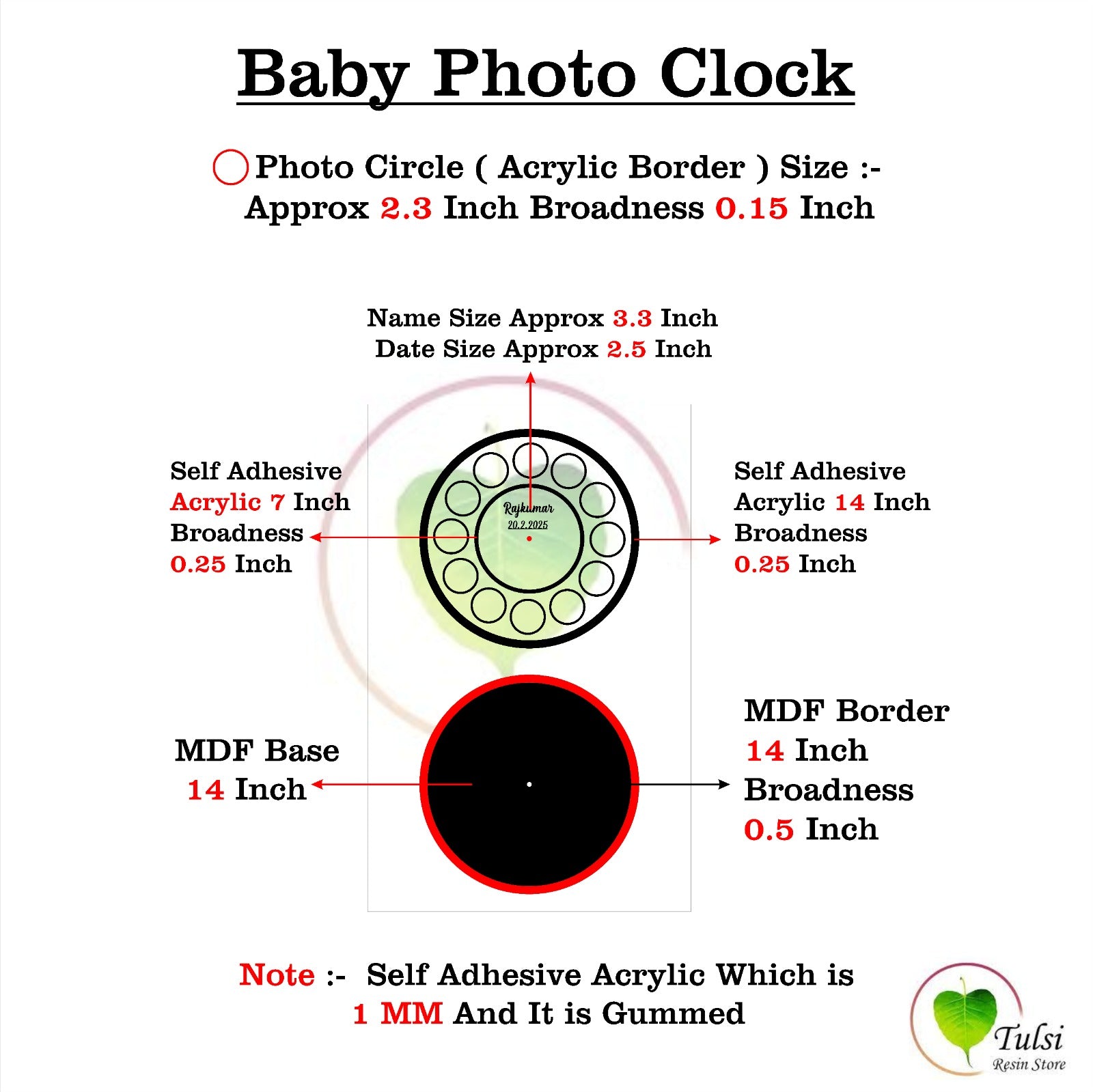 Custom Baby Clock Base with Acrylic Cutouts