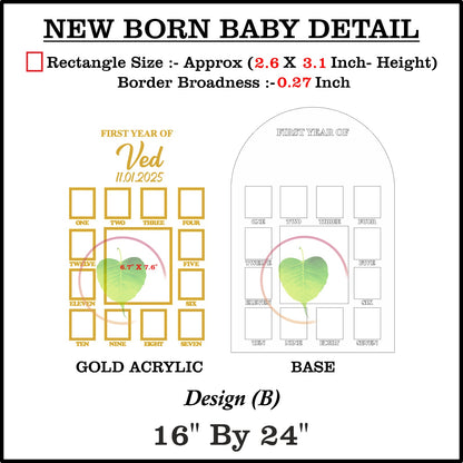Custom Acrylic - One Year Baby Frame 16" by 24" Design (B) Tulsi Resin Store