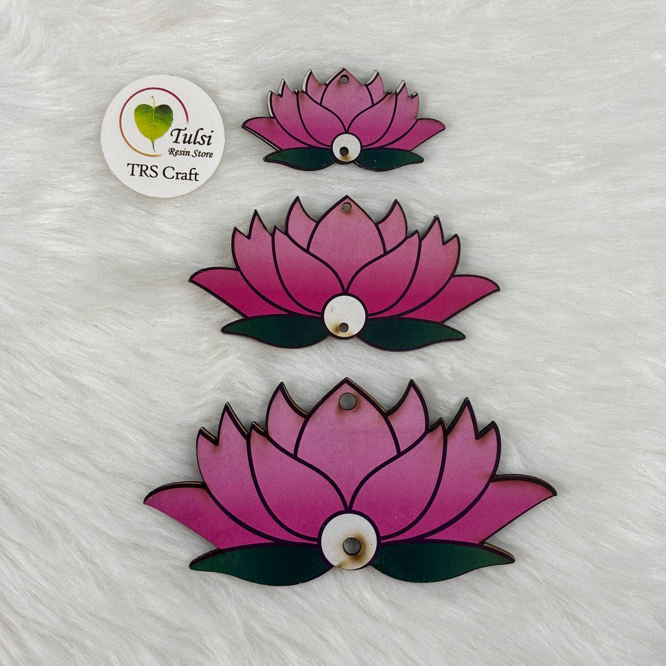 MDF Printed Lotus Cutout (B) Tulsi Resin Store