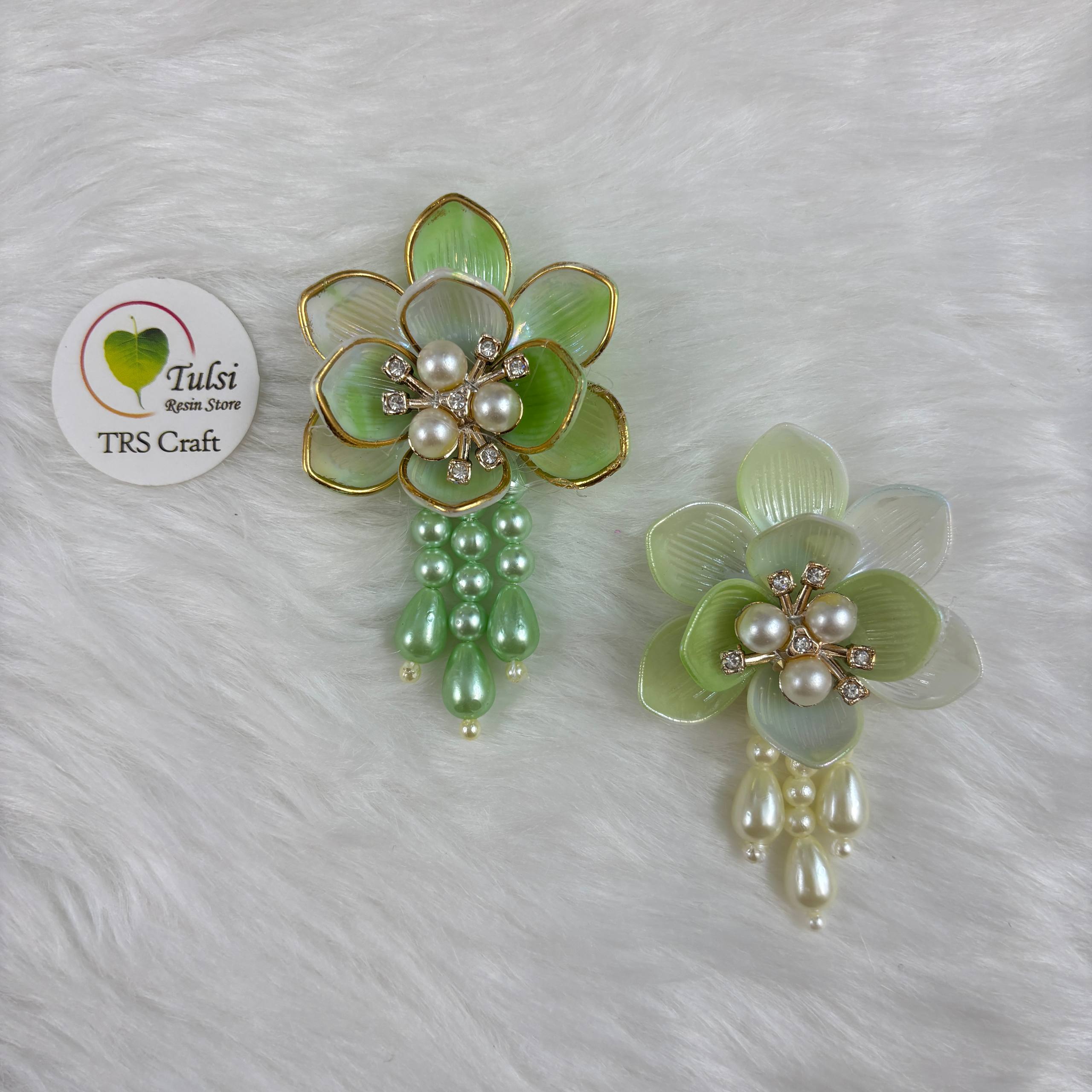 Colourful Plastic Flower (N) - With Latkan Green Tulsi Resin Store