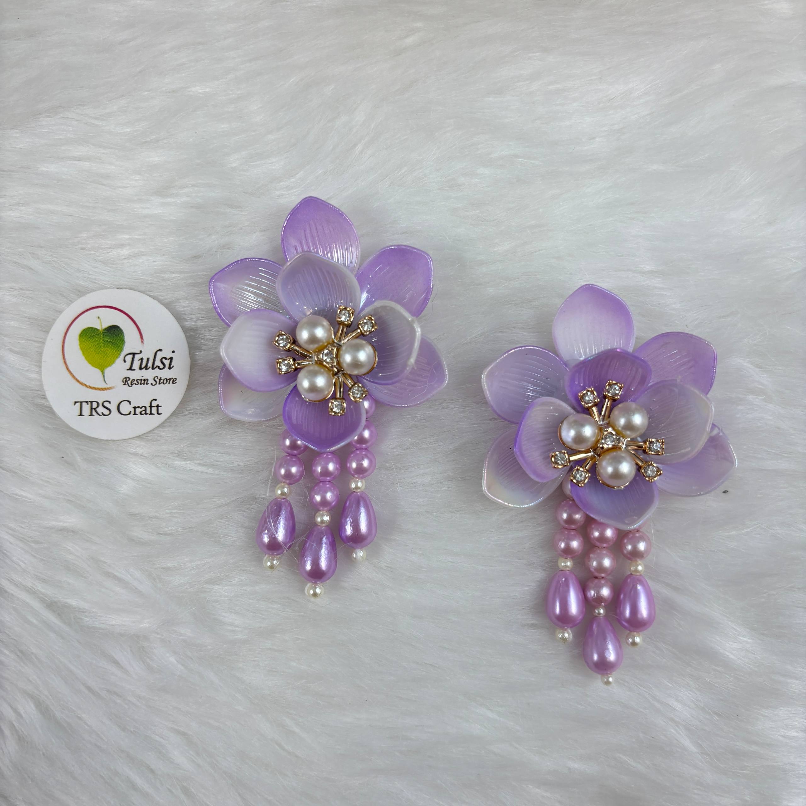 Colourful Plastic Flower (N) - With Latkan Purple Tulsi Resin Store