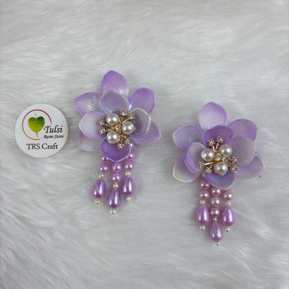 Colourful Plastic Flower (N) - With Latkan Purple Tulsi Resin Store