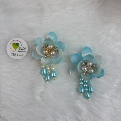Colourful Plastic Flower (N) - With Latkan Sky Blue Tulsi Resin Store