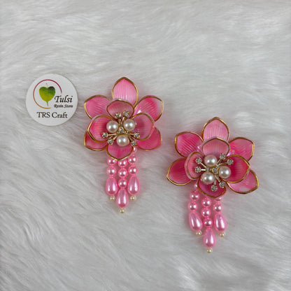 Colourful Plastic Flower (N) - With Latkan Pink Tulsi Resin Store