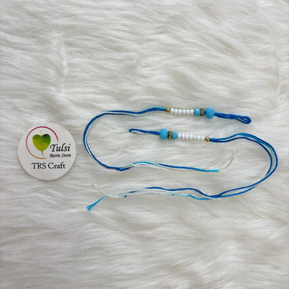 Bracelet Rakhi Thread (F) (2Pair) Sky Blue Tulsi Resin Store