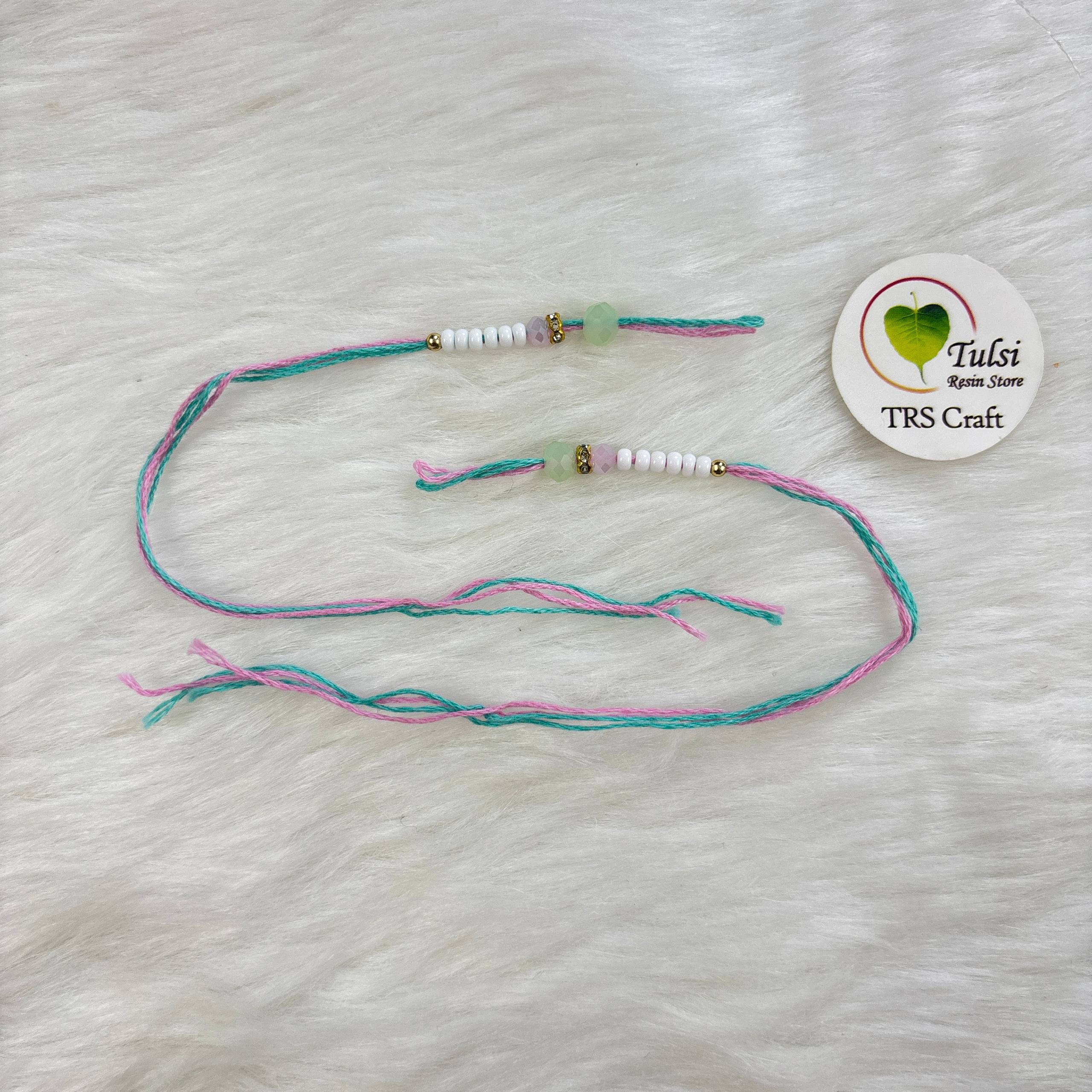 Bracelet Rakhi Thread (F) (2Pair) Multi Tulsi Resin Store
