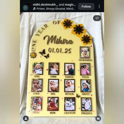 Custom Acrylic - One Year Baby Frame - - Tulsi Resin Store