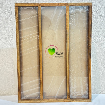 Teakwood Floating Frame (O) - 3 Partition With Acylic Slider