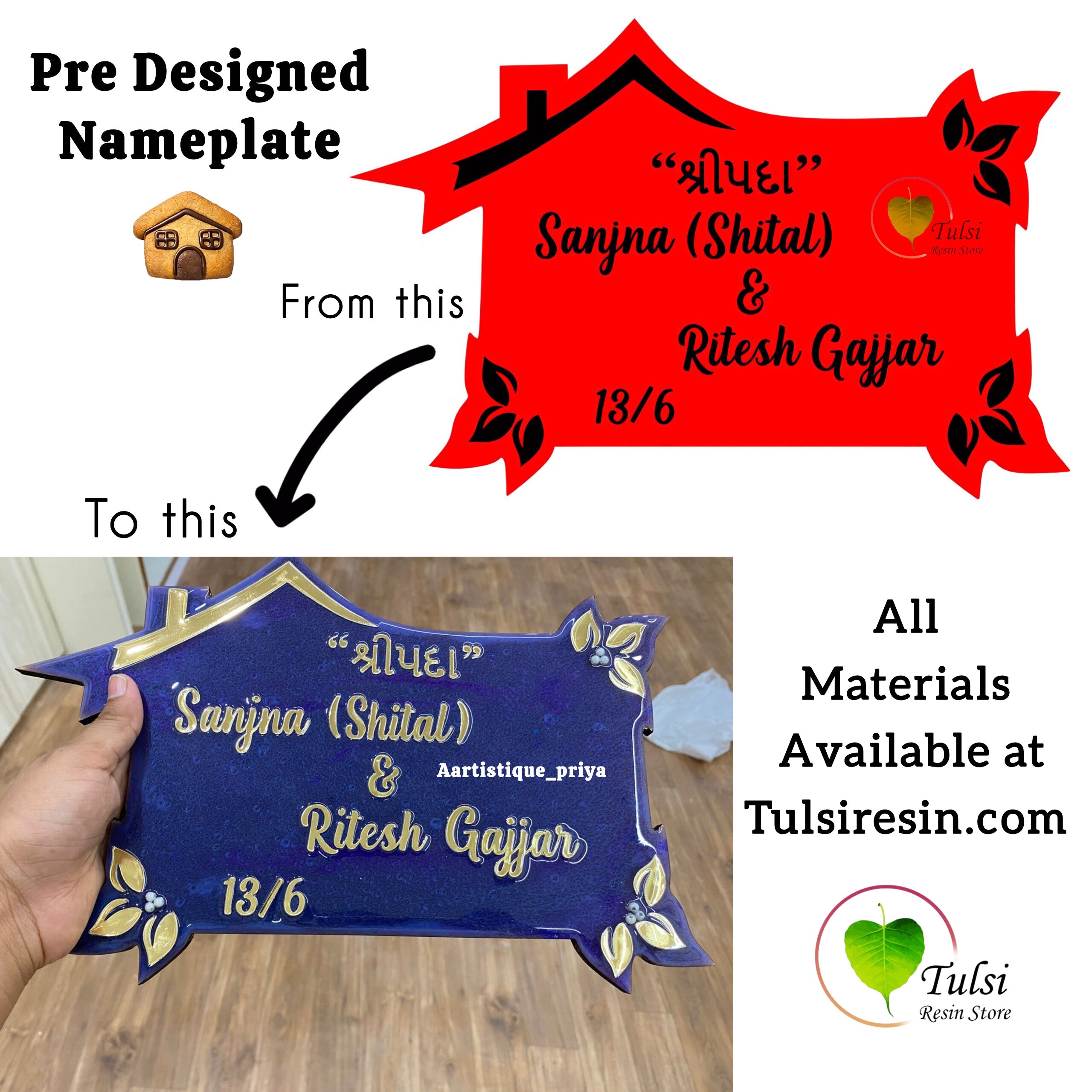Custom Nameplate Base + Acrylic Name (Design J)