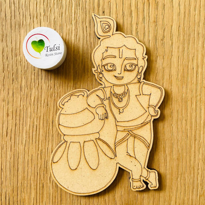 MDF Cutout Engraved - Little Krishna 1 | Tulsi Resin