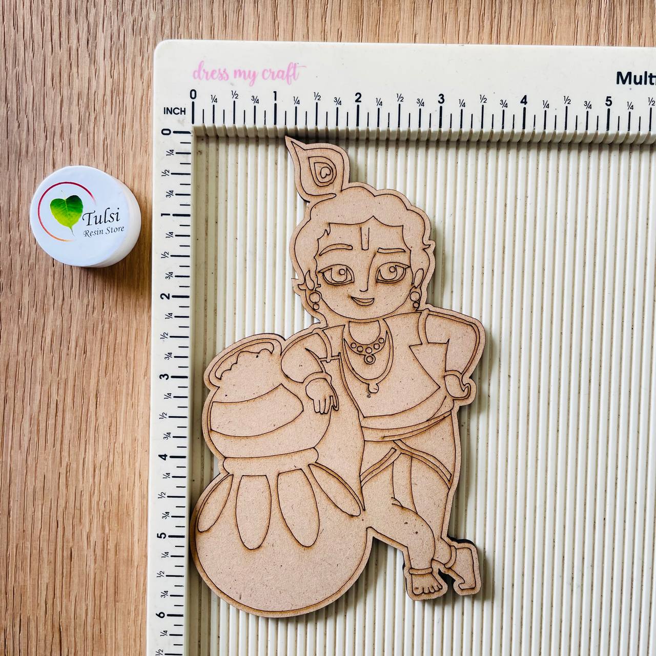 MDF Cutout Engraved - Little Krishna 2 | Tulsi Resin