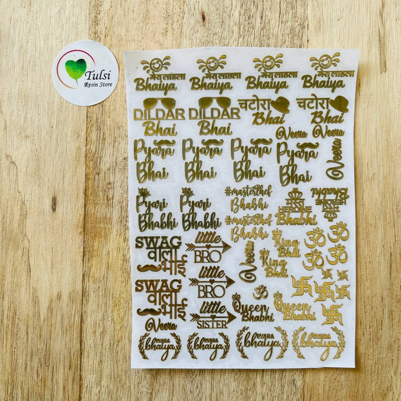 Epoxy Ganpati Resin Gold Metallic A4 Size Stickers, Size: 2 x 3