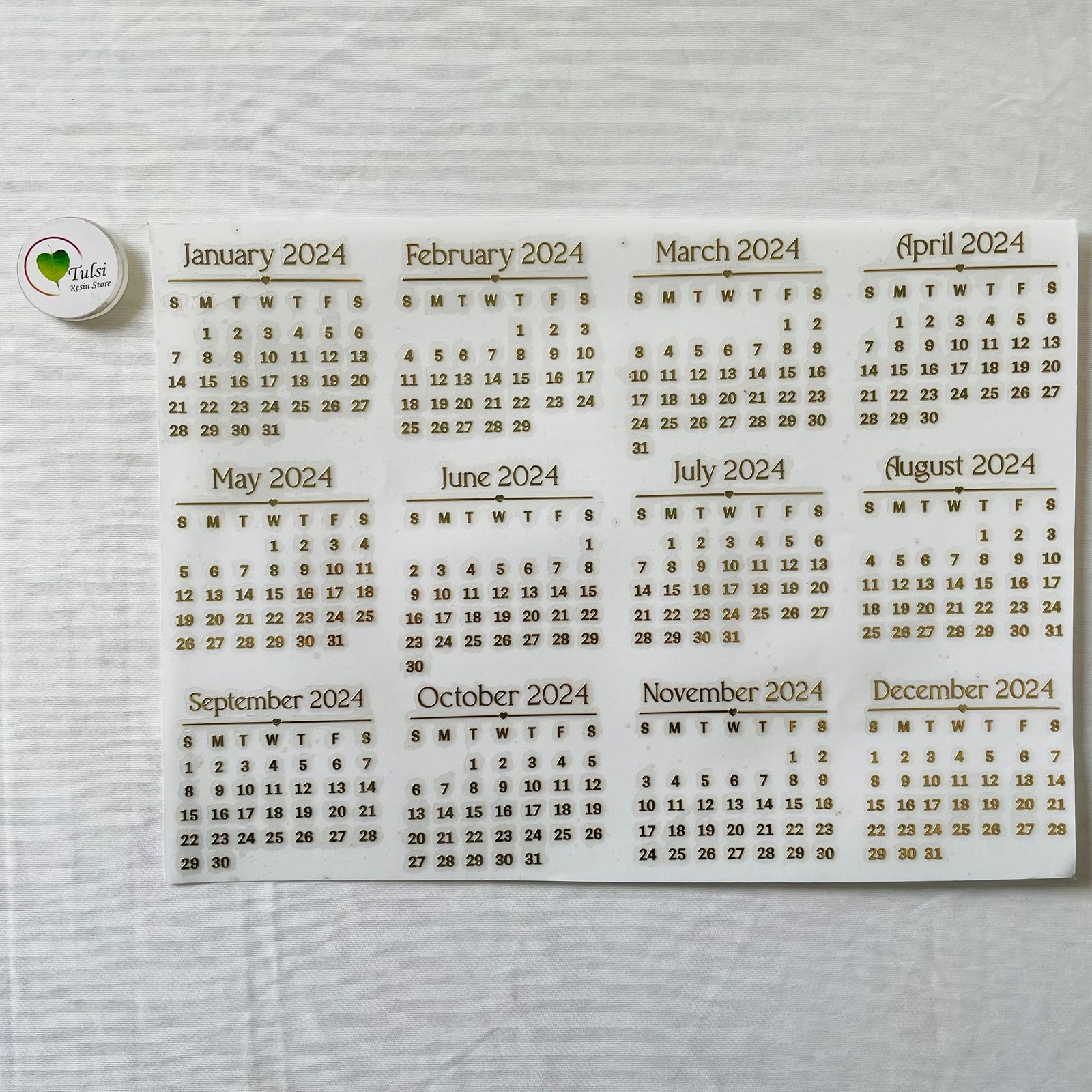 Metal Sticker - A4 Calendar 2024