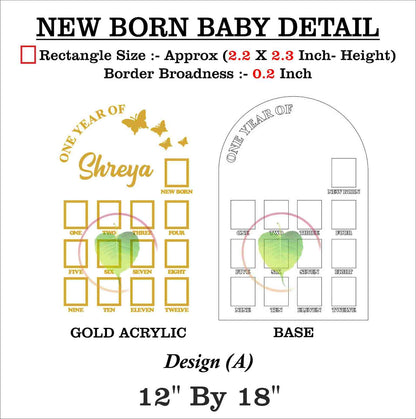 Custom Acrylic - One Year Baby Frame - 12" by 18" Design (A) - Tulsi Resin Store