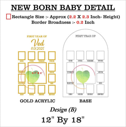 Custom Acrylic - One Year Baby Frame - 12" by 18" Design (B) - Tulsi Resin Store