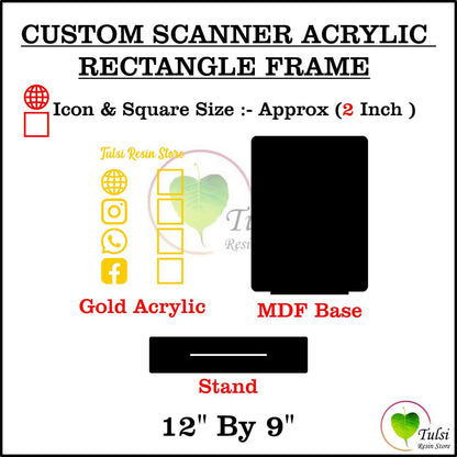 Custom Scanner Frame with Cutouts Set - 9" by 12" Portrait Rectangle - Tulsi Resin Store