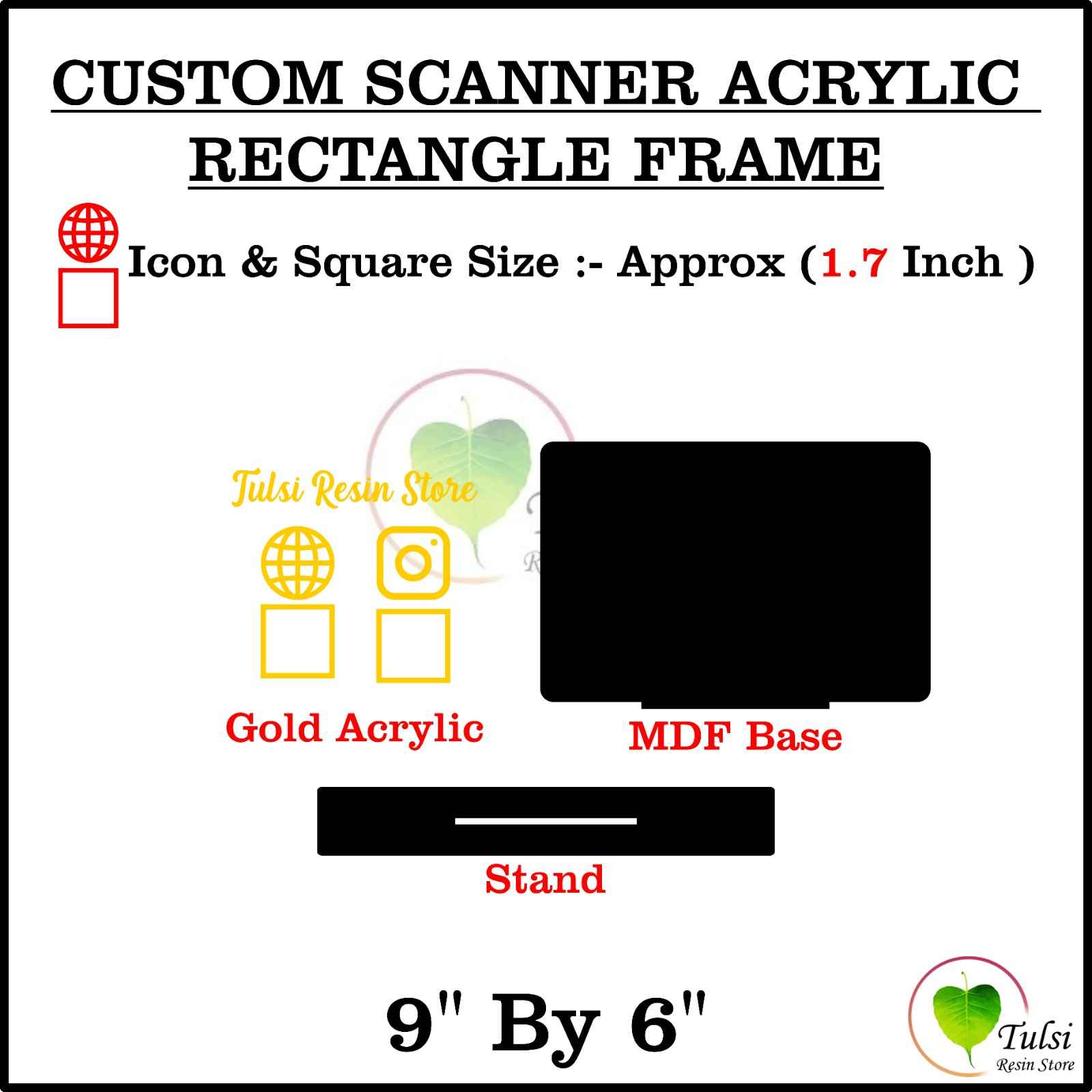 Custom Scanner Frame with Cutouts Set - 6" by 9" Landscape Rectangle - Tulsi Resin Store