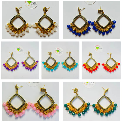 Square Jhumka Bazel With Moti (Gold)