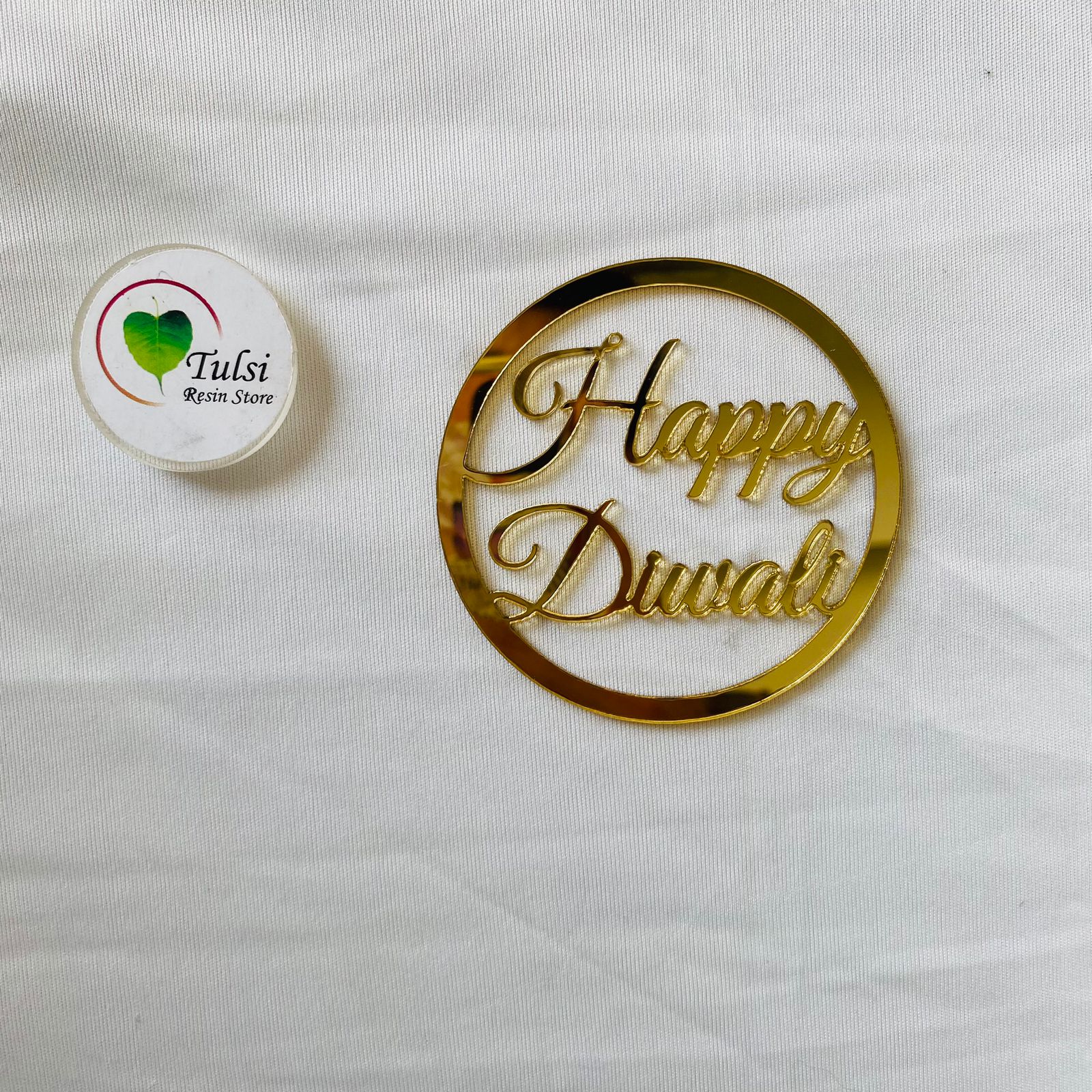 Acrylic Cutout - Happy Diwali Round (A)