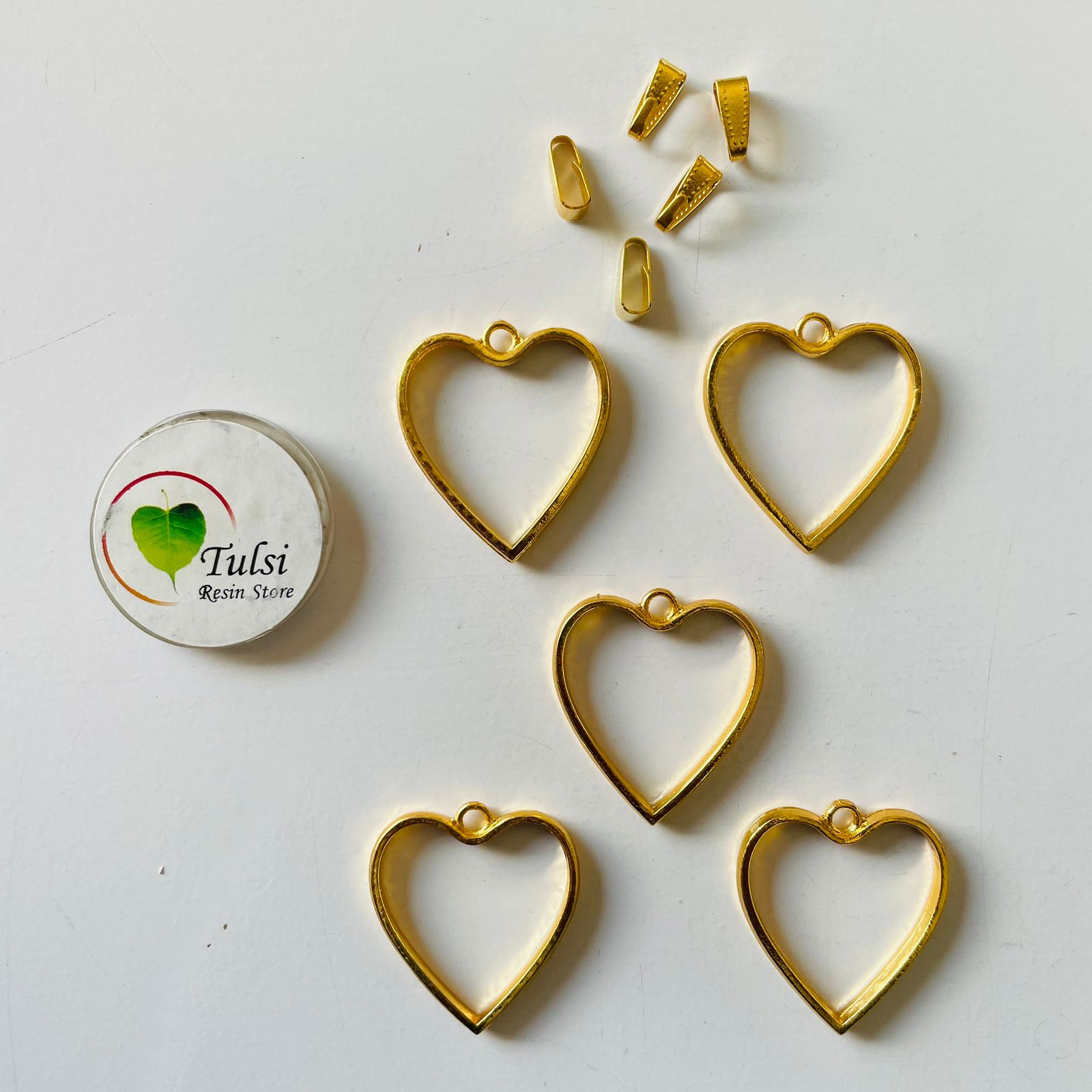 Heart Bazel With Clasp ( 5 Pcs )