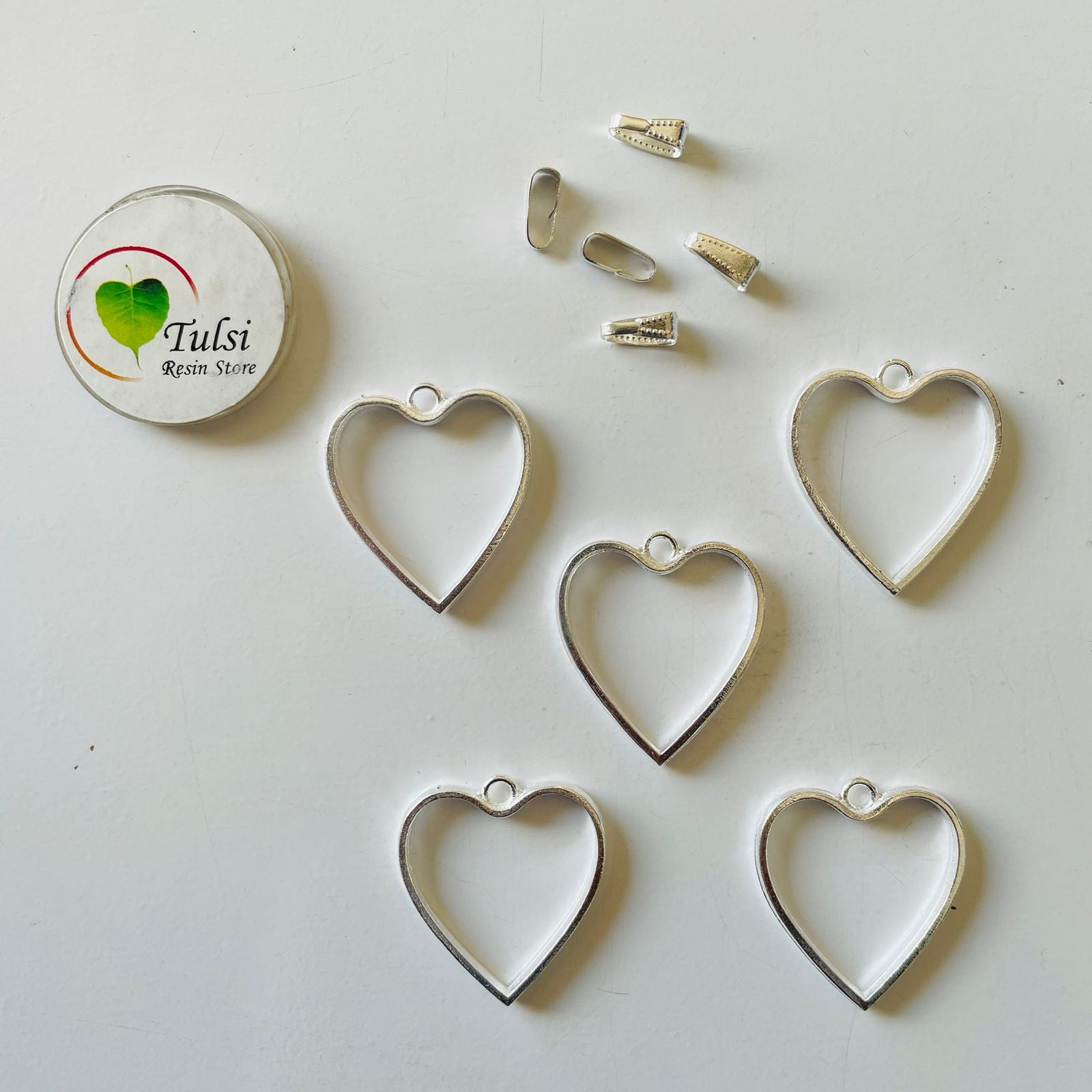 Heart Bazel With Clasp ( 5 Pcs )